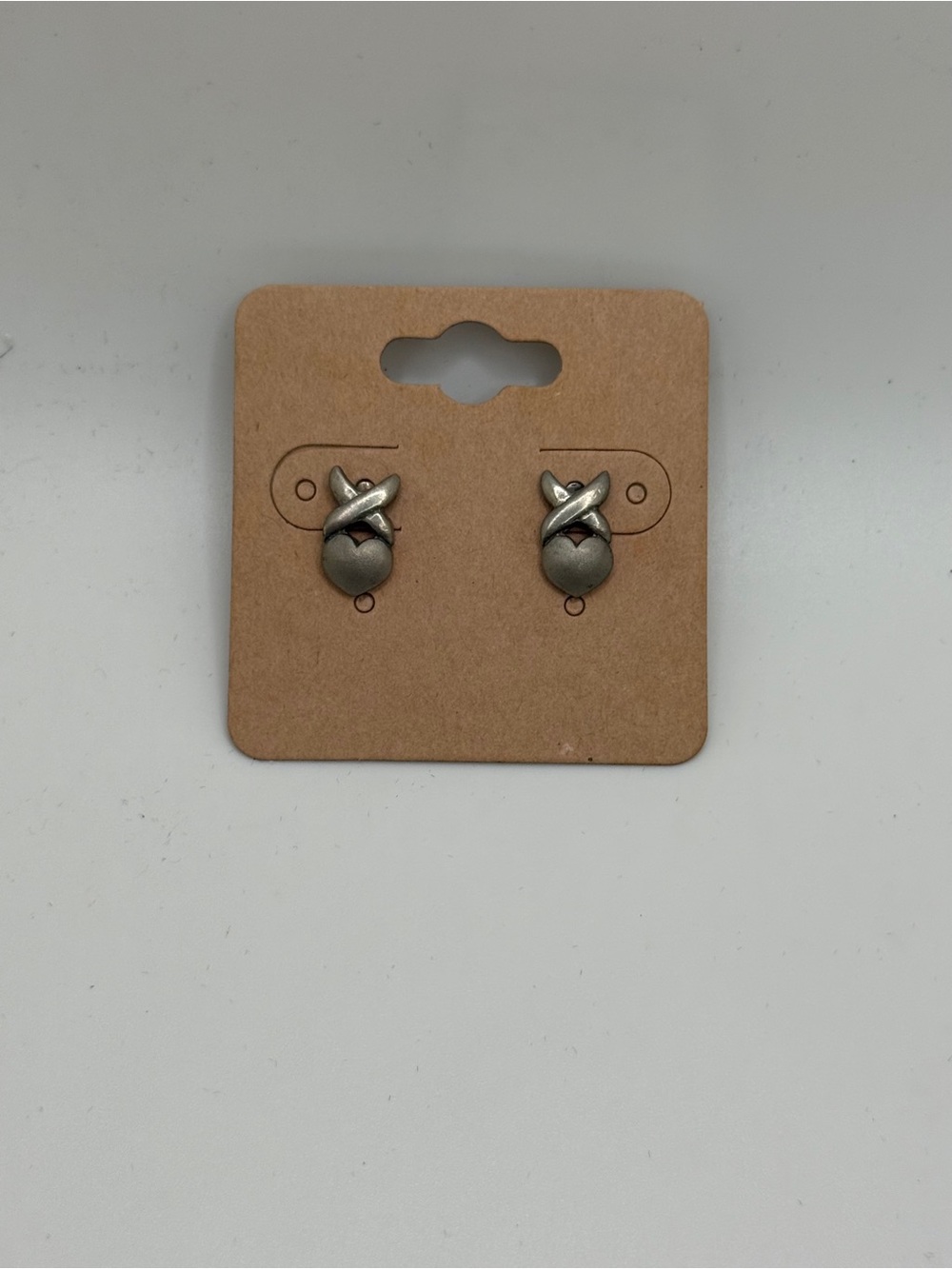 Sterling Silver Heart and X Stud Earrings